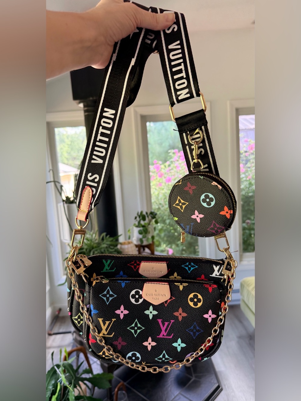 FULL SET NEW Louis Vuitton Black Monogram Multi Pochettes Handbag w Coin Purse